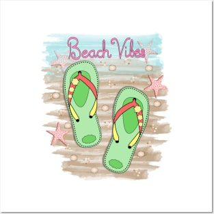 Beach Vibes - Flip Flops Art Posters and Art